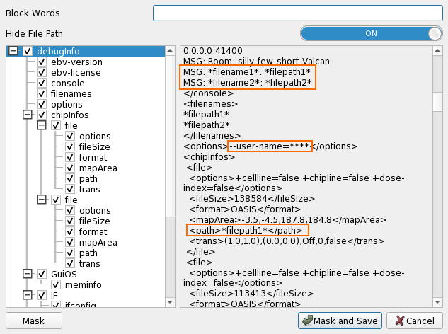Debug Info Dialog Block